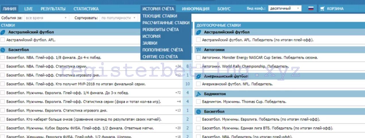 Личный кабинет Бетсити
