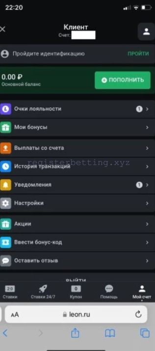 Функционал ЛК Леон